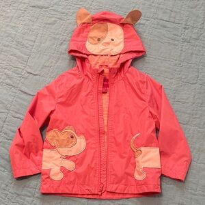 London Fog Pink Puppy Dog Striped Kids Rain Jacket